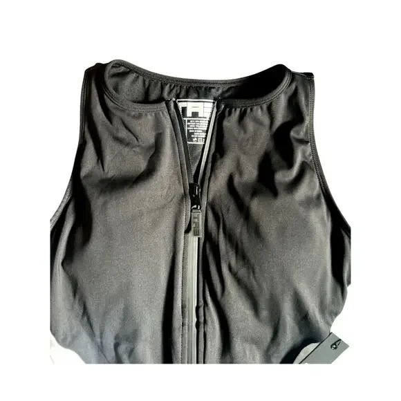 NWT TA3 Sleeveless Surfy Crewneck One Piece Swimsuit Size Large Black White - Picture 5 of 11